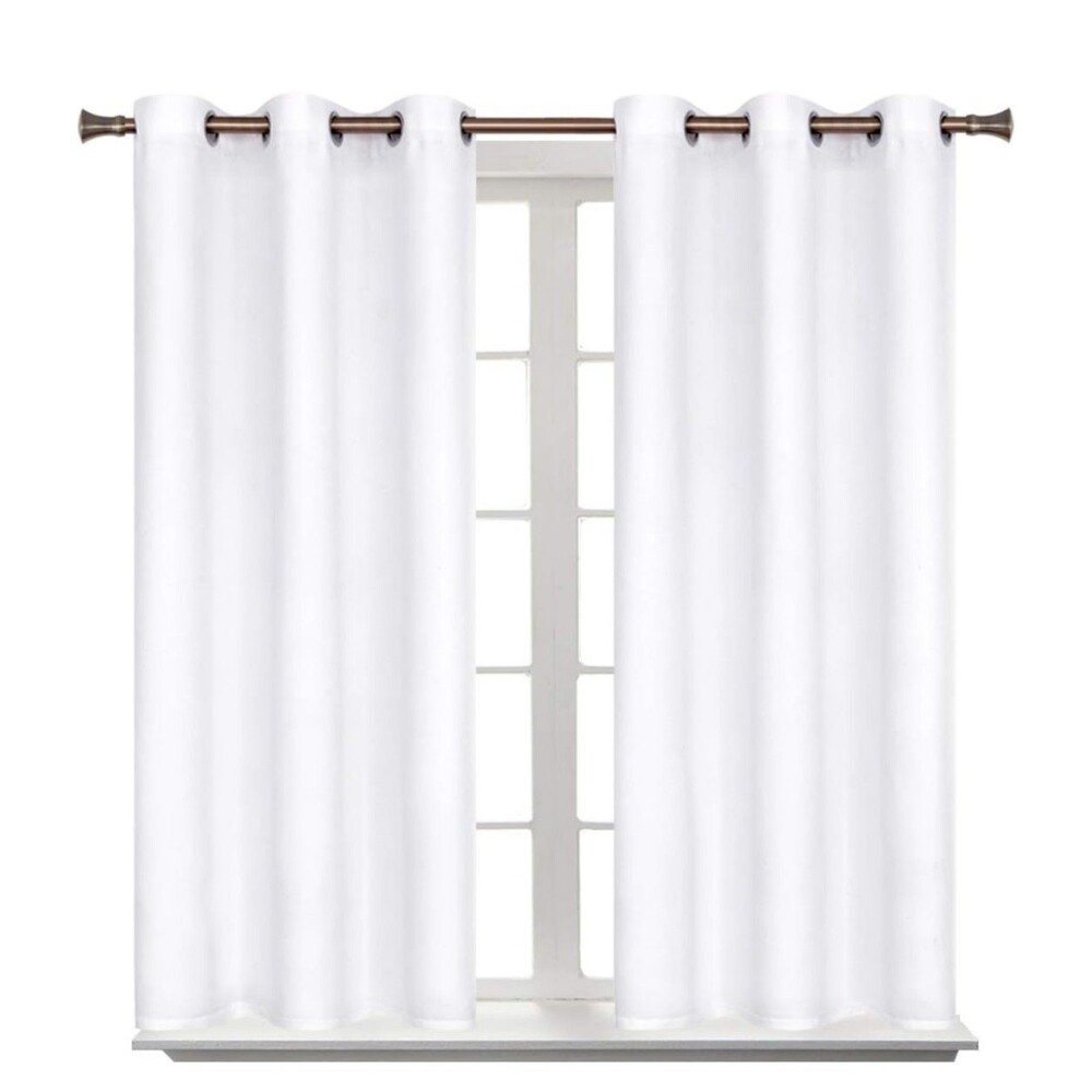 Room Darkening Curtains 2 Pannels Pure White  Grommet Thermal 38x54  Inches Long